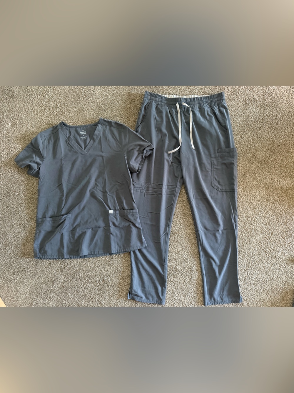 Women’s Gray Scrub Set - V-Neck Top & Straight Leg (Beyond Scrubs)